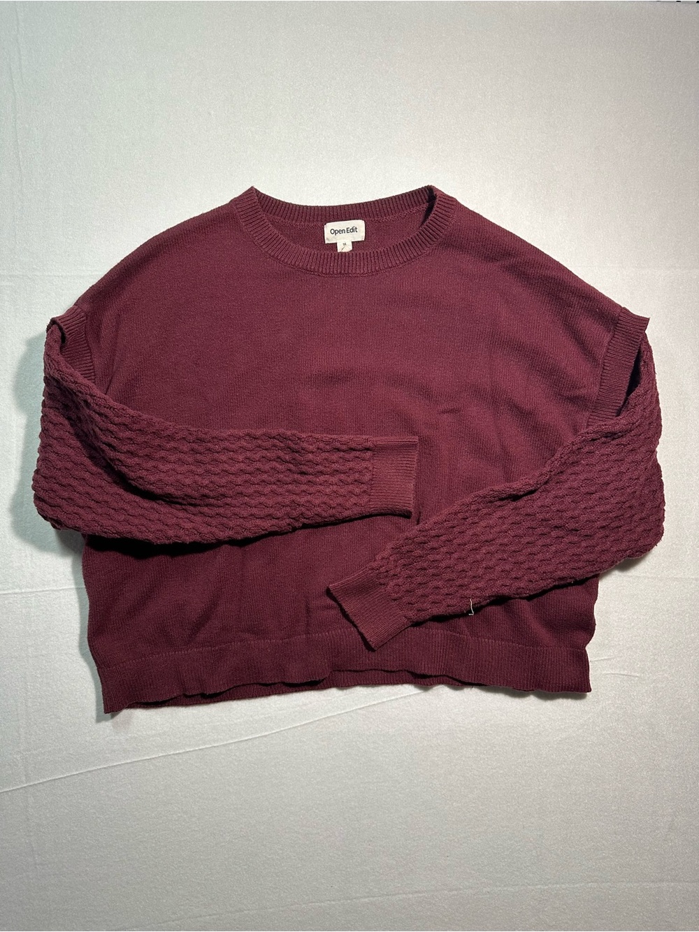 Open Edit Women's Crewneck Sweater in Burgundy
